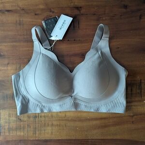 Forlest Wireless Ribbed Jelly Gel Bra Gray Plus Size 4XL BN8811VA Comfort NWT